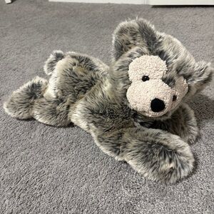 Disney World RARE Pre-Duffy Stuffed Bear Gray Grey Plush Laying Hidden Mickey